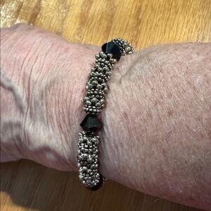 Silver and Black Stretch Bracelet